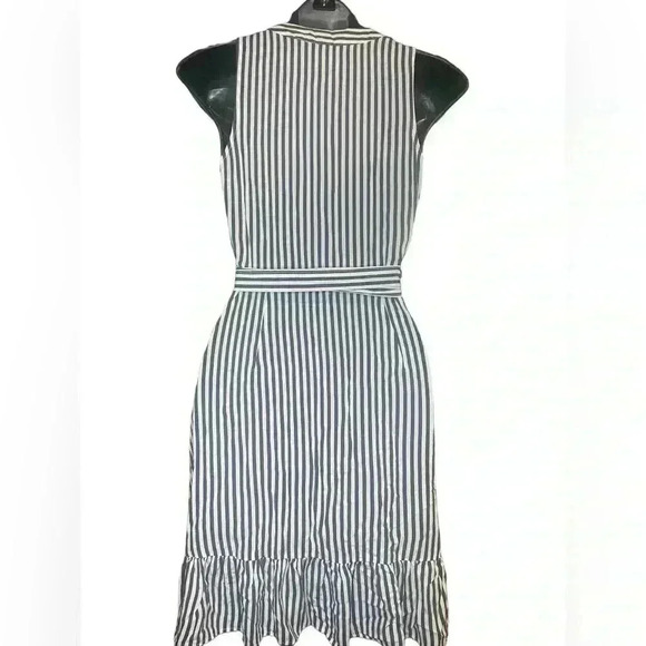 J. Crew white/blue Striped beach wrap dress silky-soft fabric ruffled hem XXS - Picture 8 of 9